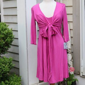 NEW Pip & Vine by Rosie Pope Pink Faux 2 Pc Long Tie Front Knit Maternity Dress